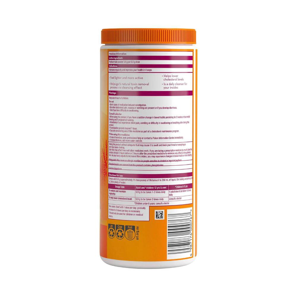Metamucil Powder 72 Dose Daily Fibre Supplement Smooth Orange - 425g