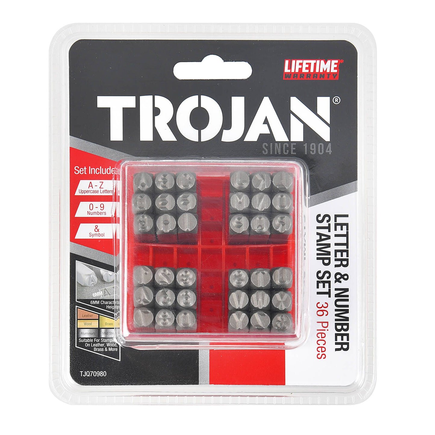 Trojan Letter Number Stamp Set - 36 Piece - 130 x 130 x 100mm