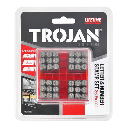 Trojan Letter Number Stamp Set - 36 Piece - 130 x 130 x 100mm