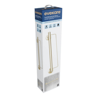 Evekare Towel Rail with Grab Rail - 600mm - Brushed Brass