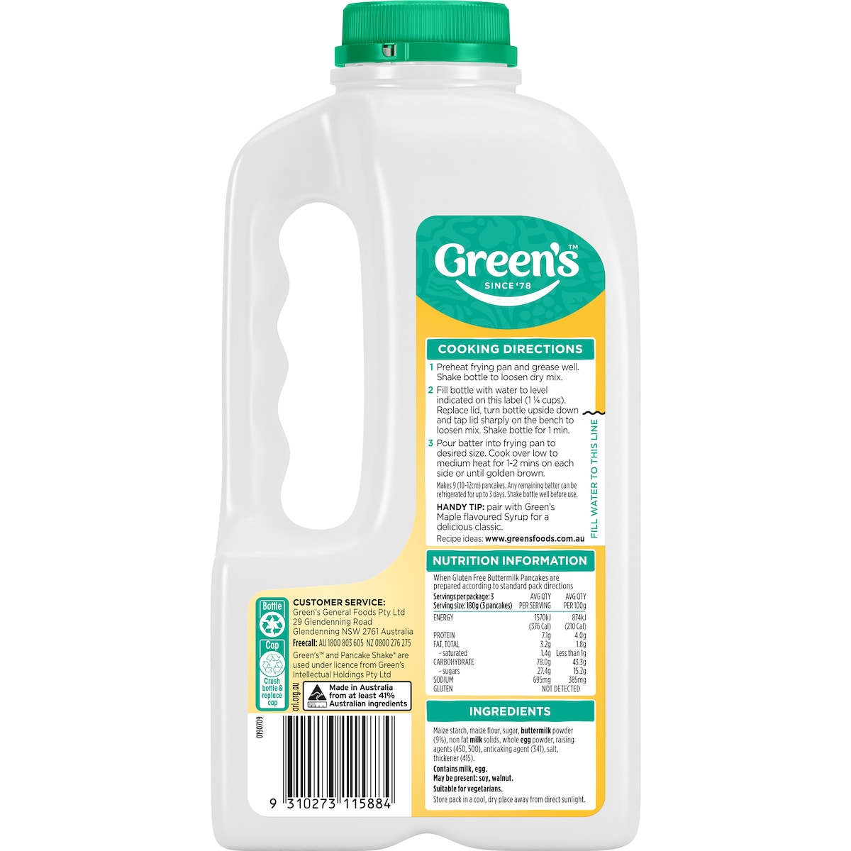 Green's Buttermilk Pancake Shake Mix Gluten Free 300g