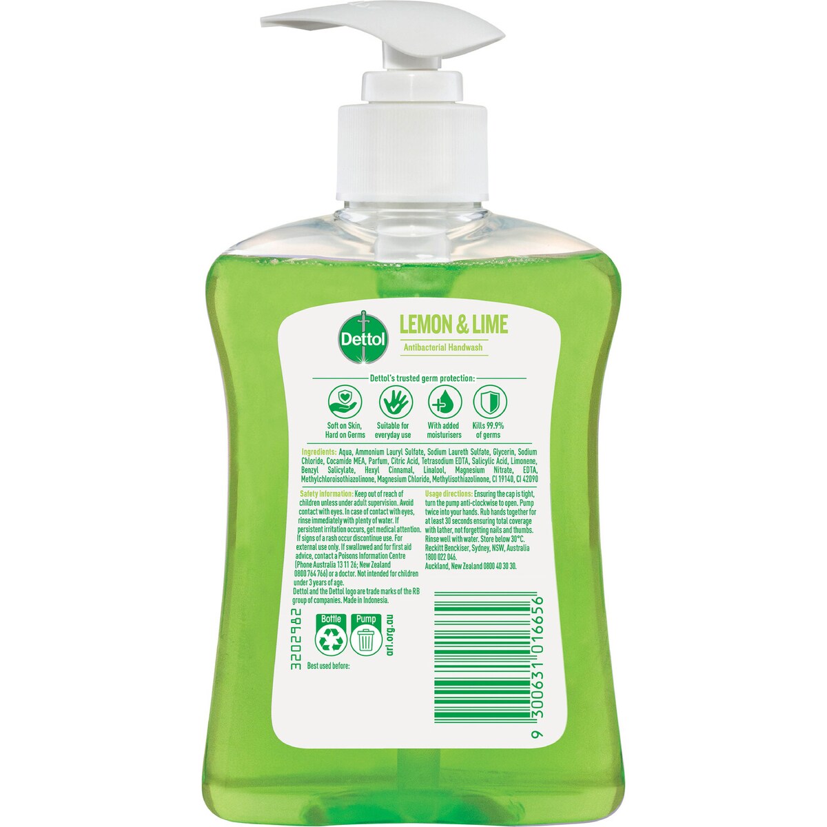 Dettol Antibacterial Liquid Hand Wash Hand Soap Pump Refresh 250ml