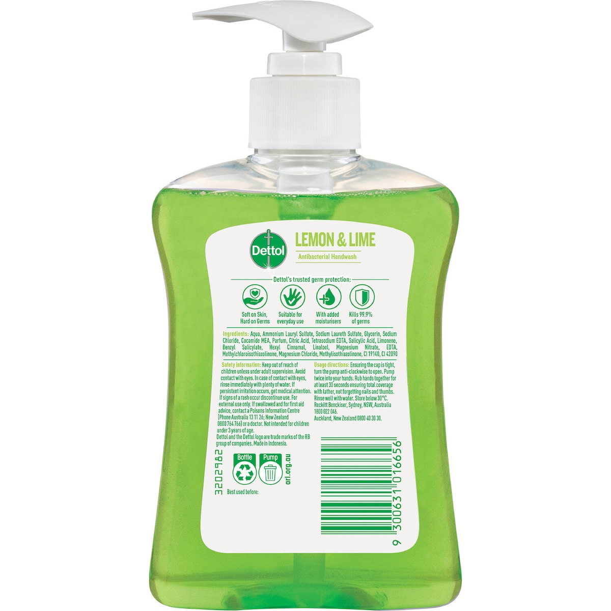 Dettol Antibacterial Liquid Hand Wash Soap Pump Refresh 250ml