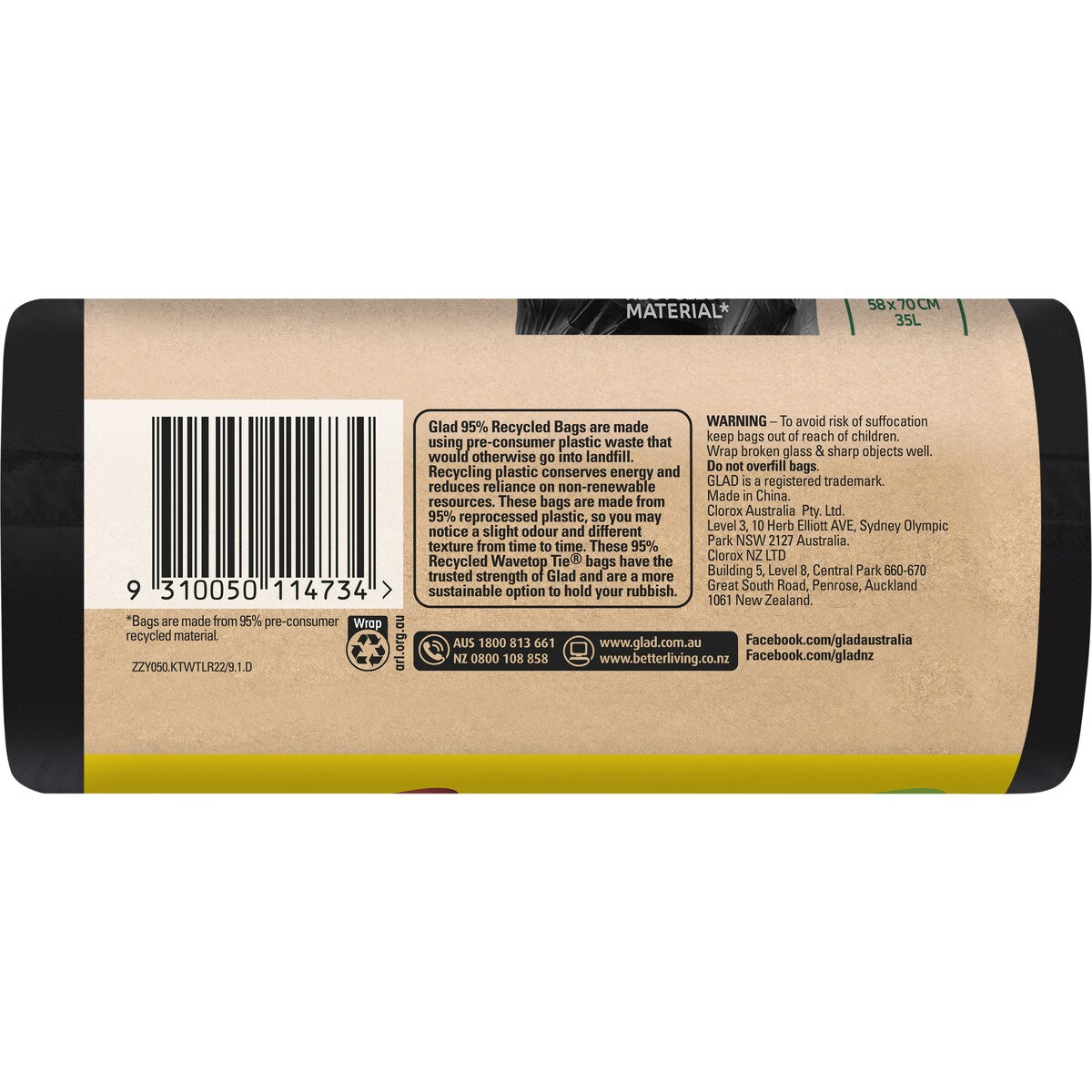 Glad 95% Recycled Kitchen Tidy Bags Large 22 pack