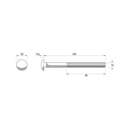 Zenith M10 Cup Head Bolts and Nuts - 125mm - 25 Pack