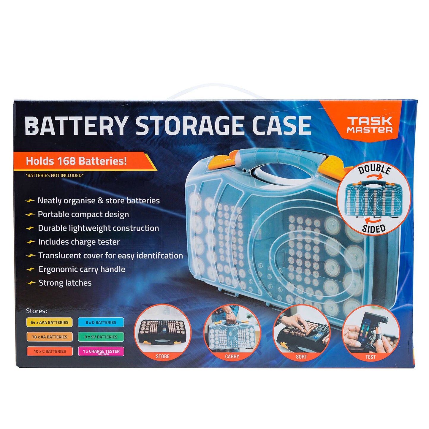 Taskmaster Double Sided Battery Storage Case - 345 x 230 x 90mm