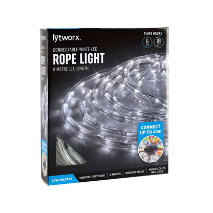 Lytworx 8m Connectable Rope Light - White - Plastic - Timer Function