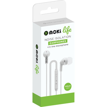 Moki Life Noise Isolation Earphones & In Line Microphone Each