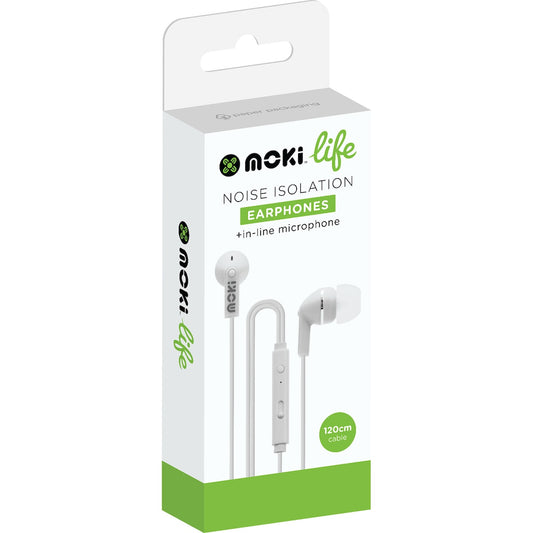 Moki Life Noise Isolation Earphones & In Line Microphone Each