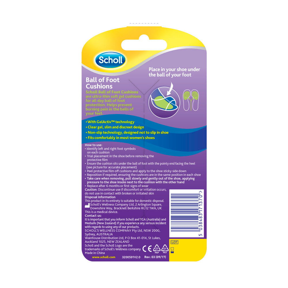 Scholl Party Feet Ball Of Foot Gel Cushions - 1 Pair