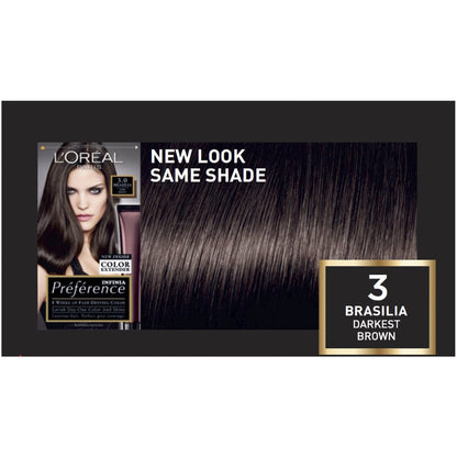 Loreal Paris Preference Hair Colour 3 Dark Brown Each