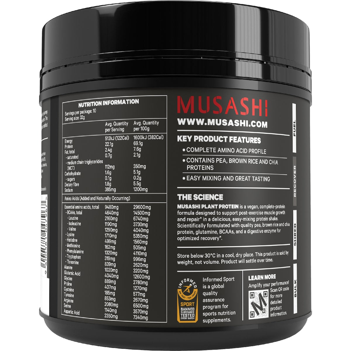 Musashi Plant Protein Chocolate 320g