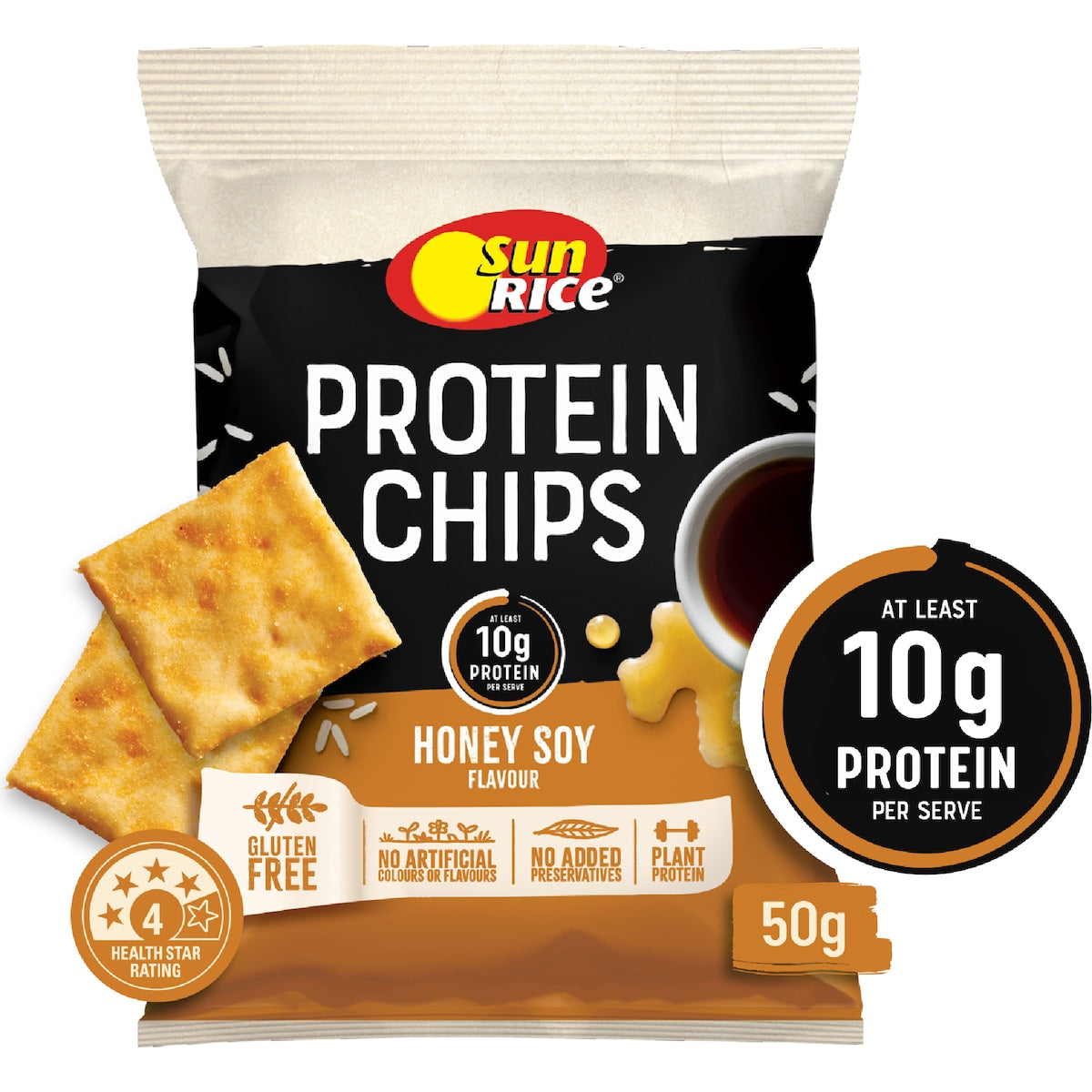 Sun Rice Protein Chips Honey Soy Flavour 50g