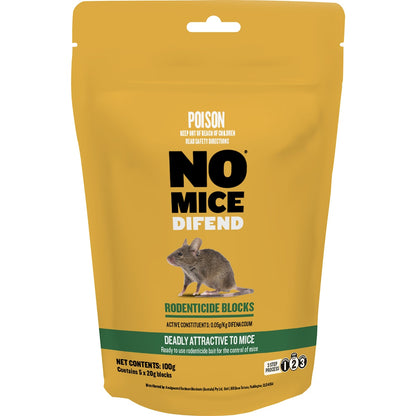 No Mice Difend Rodenticide Blocks 20g X 5 Pack