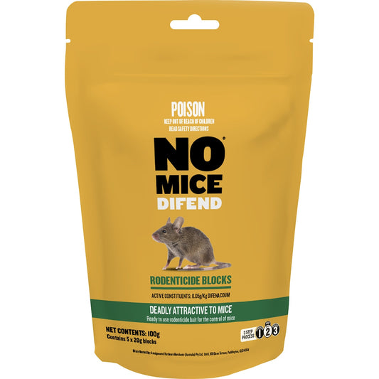 No Mice Difend Rodenticide Blocks 20g X 5 Pack