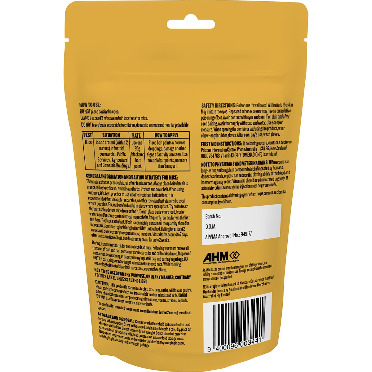 No Mice Difend Rodenticide Blocks 20g X 5 Pack