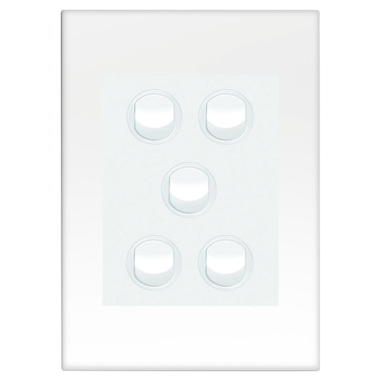 HPM Vivo 5 Gang Wall Switch - 85 x 118mm - White