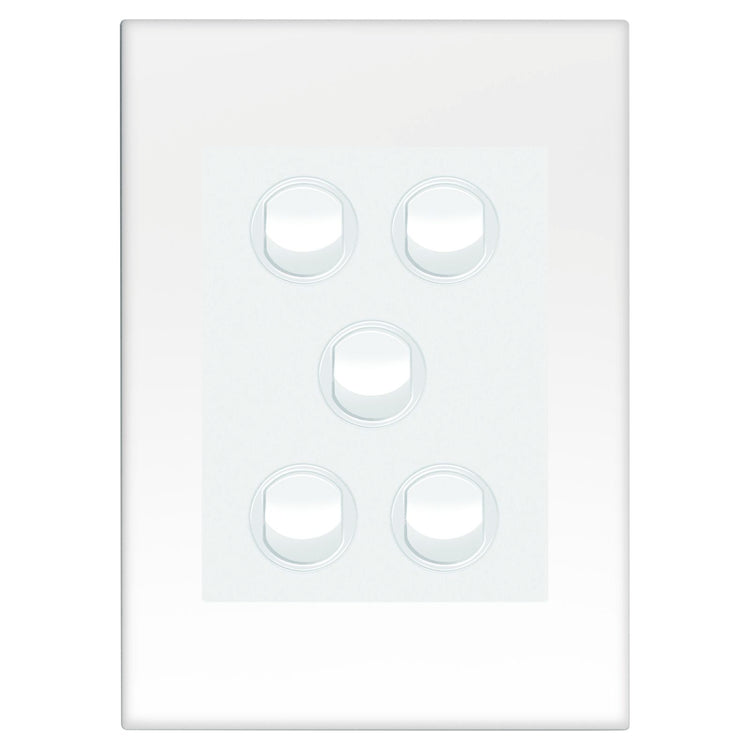 HPM Vivo 5 Gang Wall Switch White