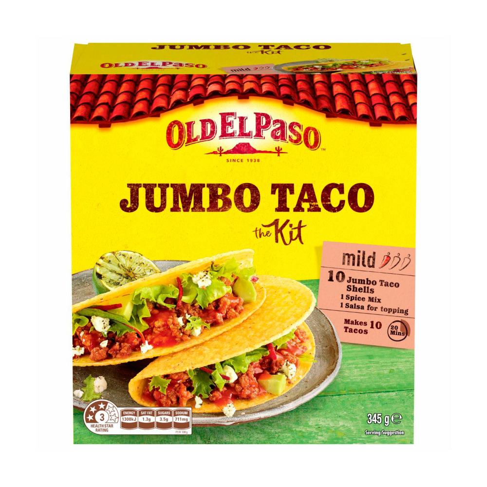 Old El Paso Jumbo Taco Kit Mexican Style - 345g