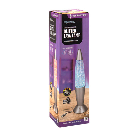Lytworx Colour Changing Glitter Lava Lamp - 35cm