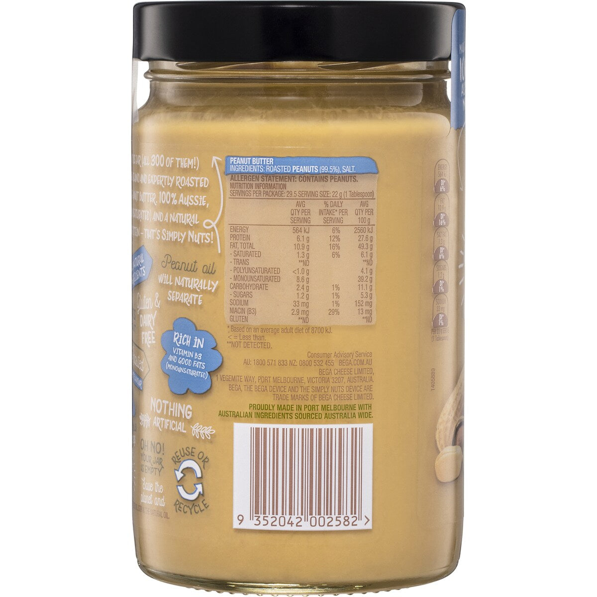 Bega Simply Nuts Smooth Natural Peanut Butter 650g