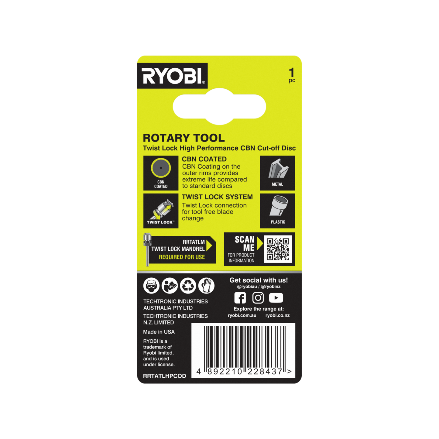 Ryobi CBN Cut-Off Disc - 38mm - 35,000 RPM