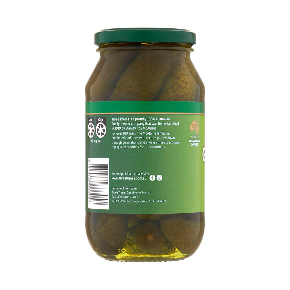 Three Threes Sweet Spiced Gherkins - 540g