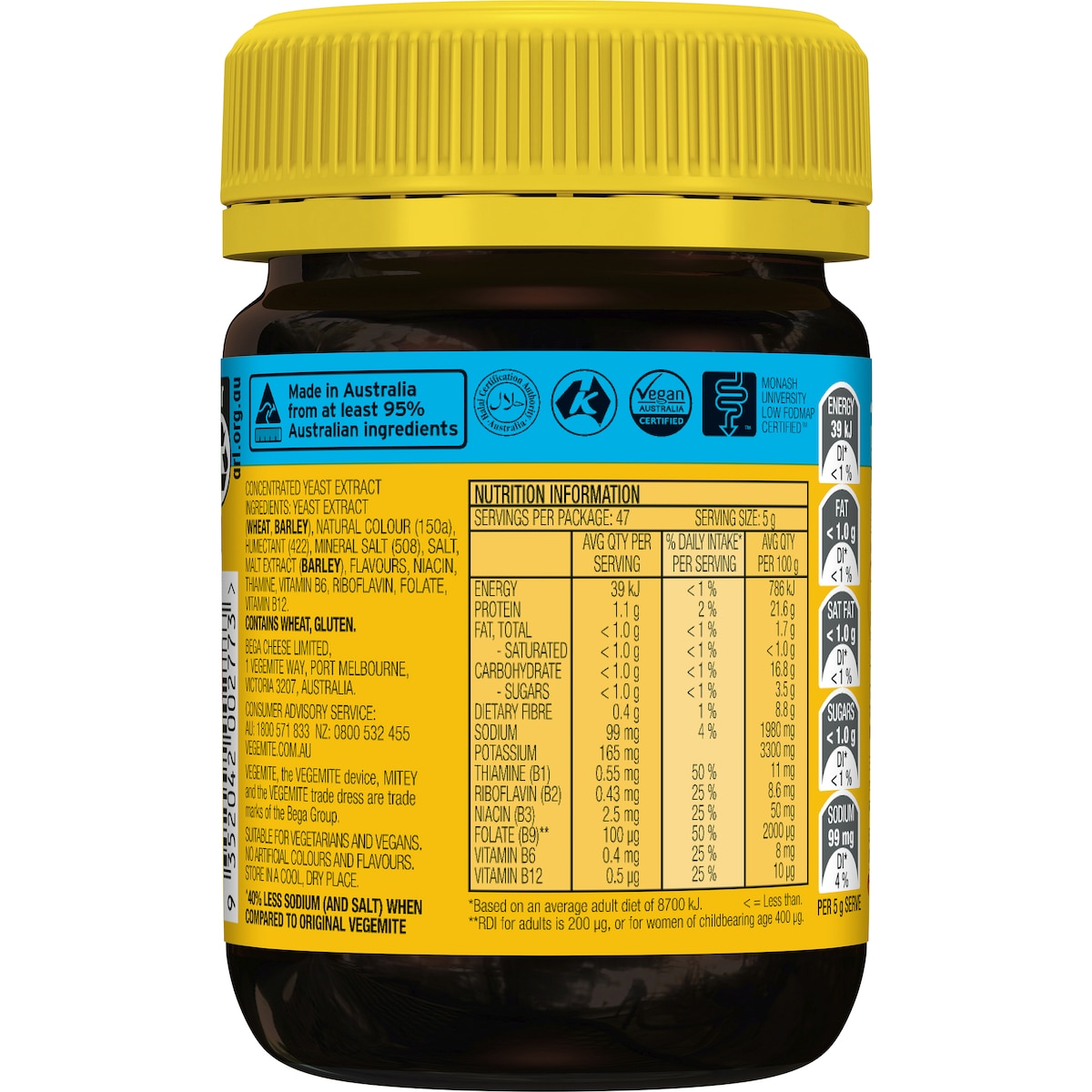 Vegemite 40% Less Salt 235g