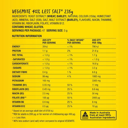 Vegemite 40% Less Salt 235g