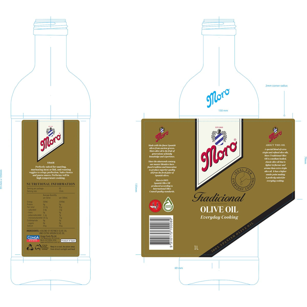 Moro Tradicional Mild Taste Olive Oil 1l