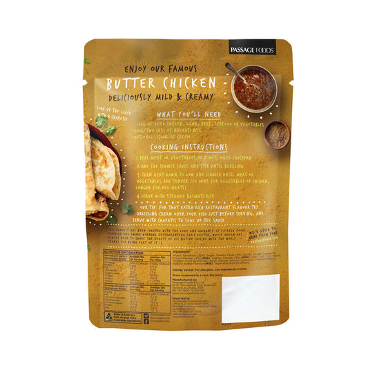 Passage Foods Passage To India Butter Chicken Simmer Sauce Pouch - 375g