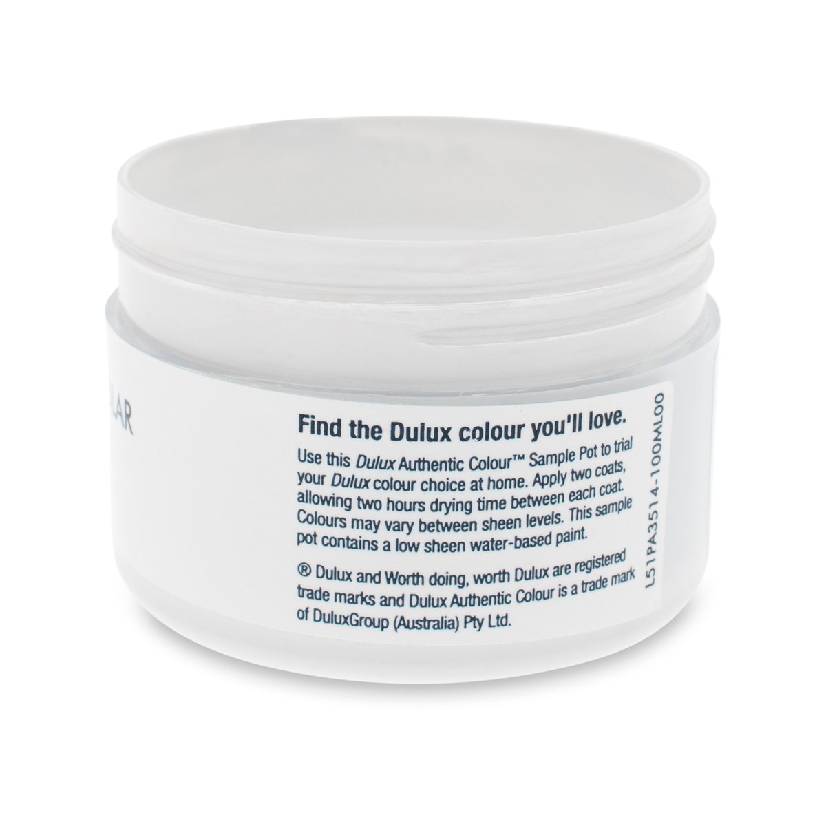Dulux White Polar Quarter Sample Pot 100ml Water Based Low Sheen