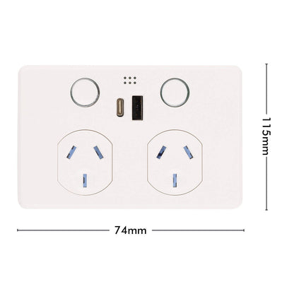Deta Grid Smart Double Power Point - 50 x 74 x 115mm - White