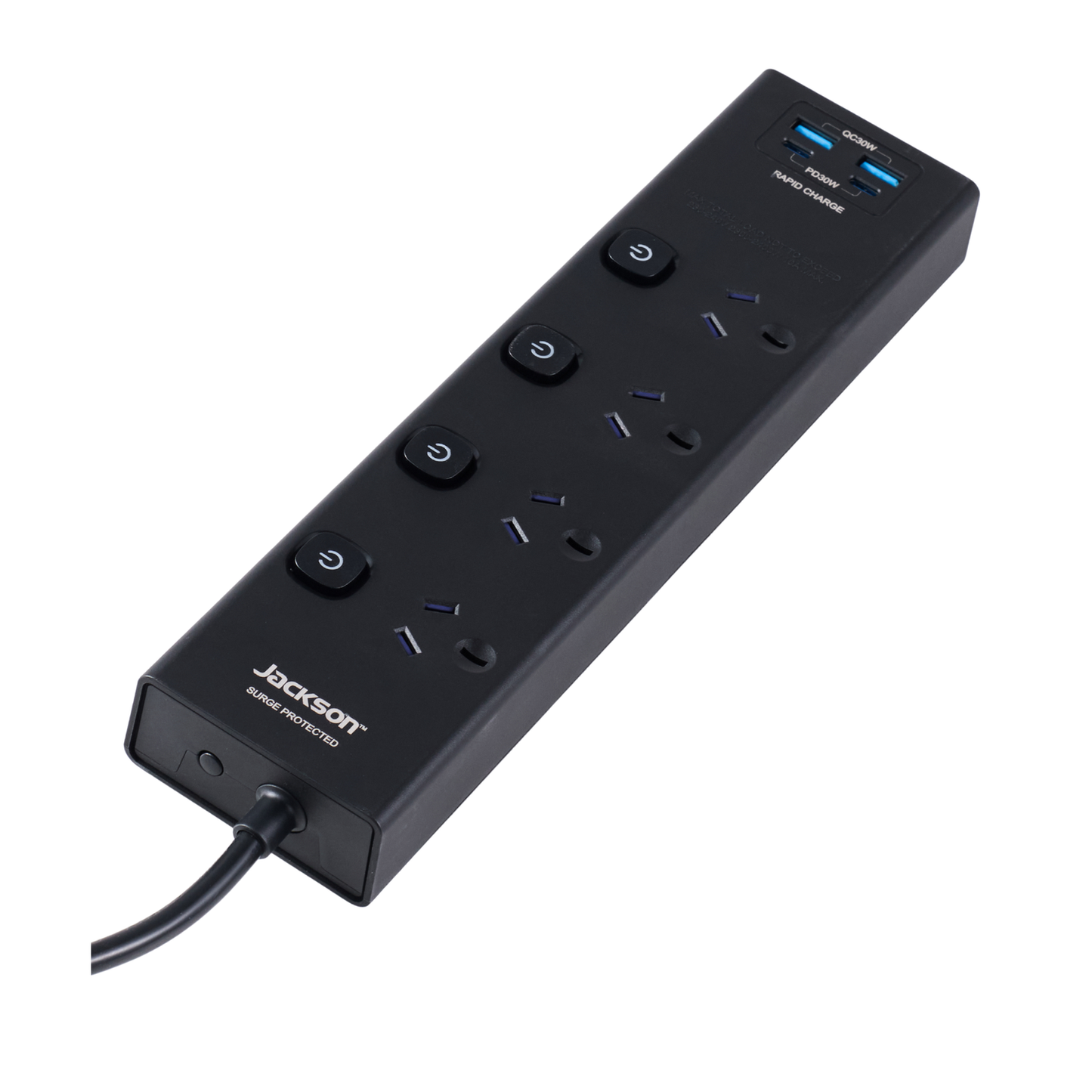 Jackson Powerboard - 4 Outlet - 1.8m - Black