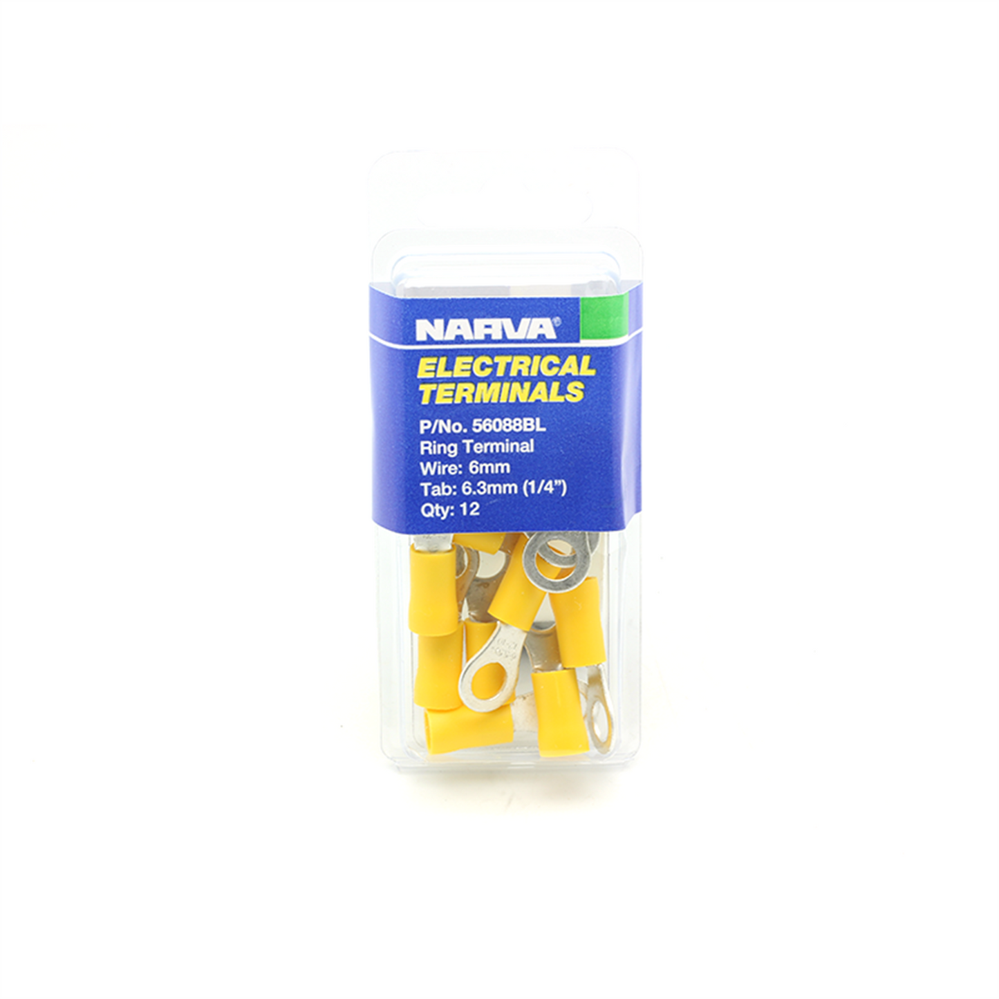 Narva Yellow Flared Vinyl Insulated Ring Terminal - 6.3mm - 20 Pack
