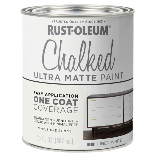 Rust Oleum Chalked Ultra Matte Paint Linen White 887ml