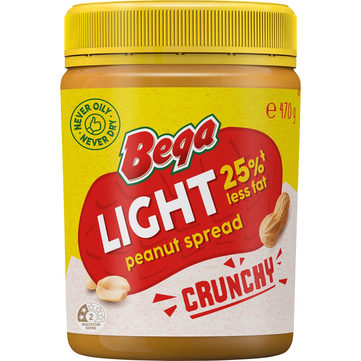 Bega Light Peanut Spread Crunchy 470g