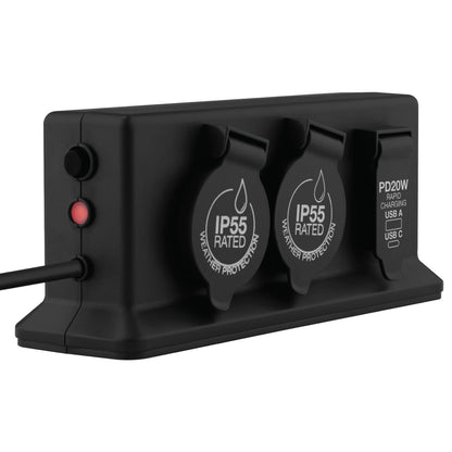 Arlec IP55 4 Outlet Weatherproof Powerboard - 1.8m - Dark Grey