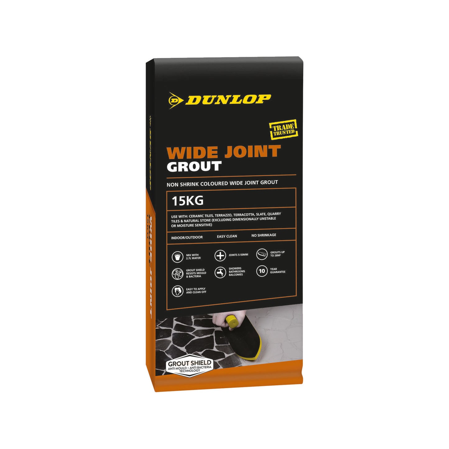Dunlop Wide Joint Grout - 15kg - 5-50mm - Mid Grey