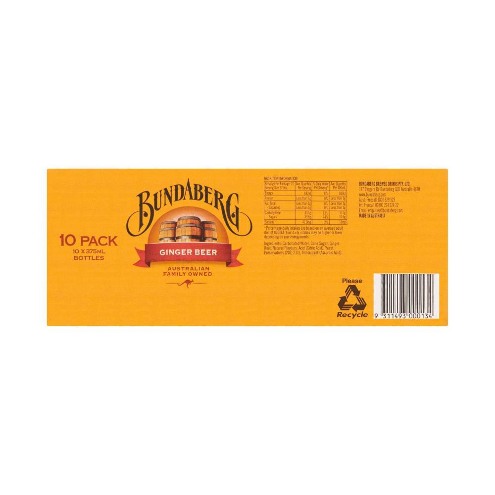 Bundaberg Ginger Beer 10x375ml - 10 pack