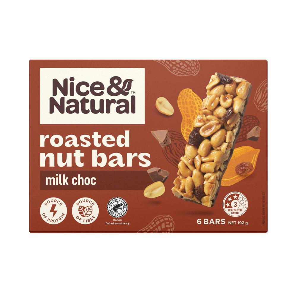 Nice & Natural Nut Bars With Milk Choc Multipack Snacks 6 Pack - 192g