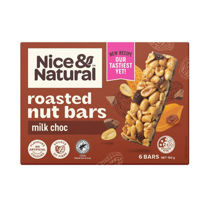 Nice & Natural Nut Bars With Milk Choc Multipack Snacks 6 Pack - 192g
