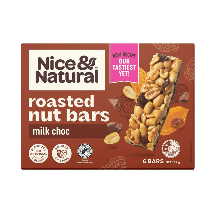 Nice & Natural Nut Bars With Milk Choc Multipack Snacks 6 Pack - 192g