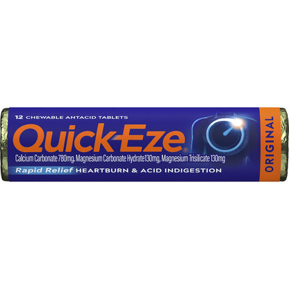 Quick-eze Antacid Tablets Original Rapid Relief 12 Pack