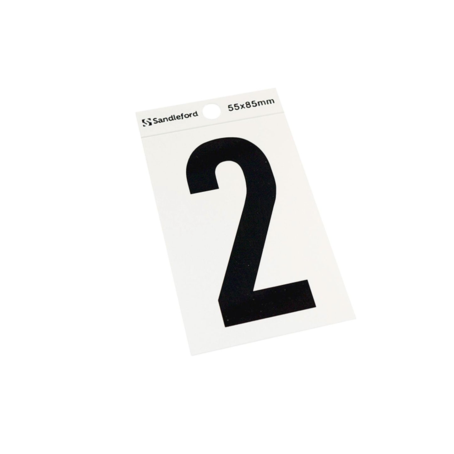 Sandleford Self Adhesive House Number 2 - 85mm - Silver/Black