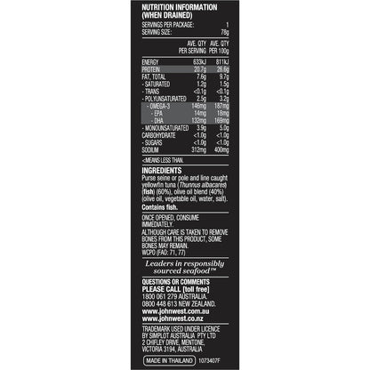John West Yellowfin Tuna Slices In Olive Oil Blend 125g