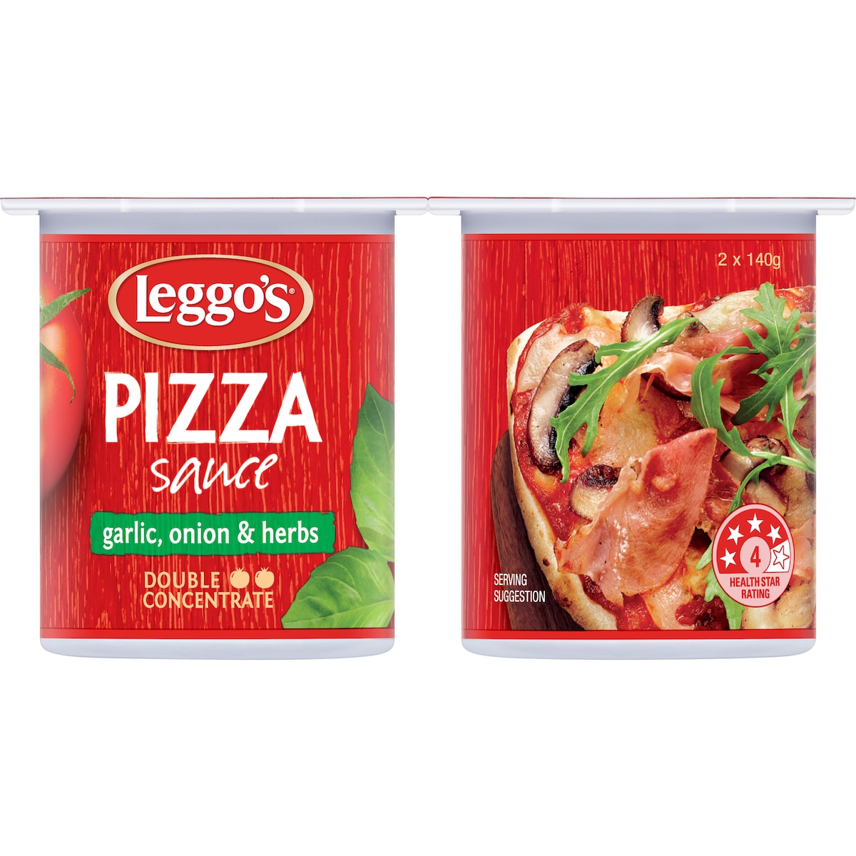Leggos Pizza Sauce Double Concentrate Garlic Onion & Herbs Tub 140g X 2 Pack