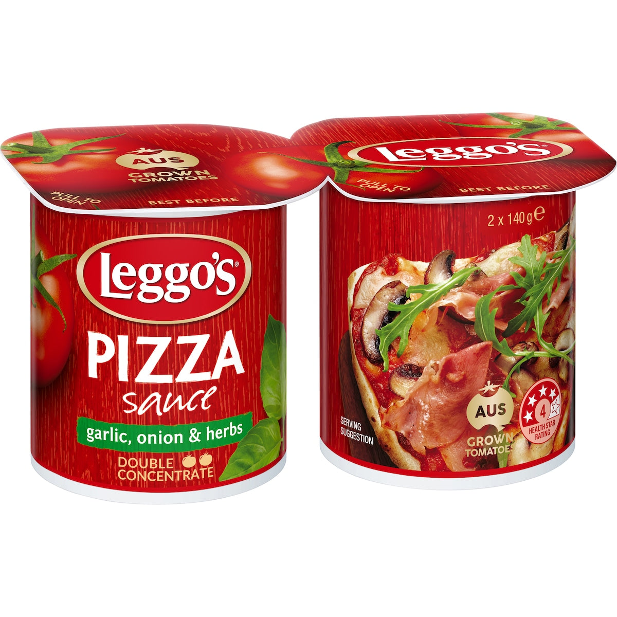 Leggos Pizza Sauce Double Concentrate Garlic Onion & Herbs Tub 140g X 2 Pack