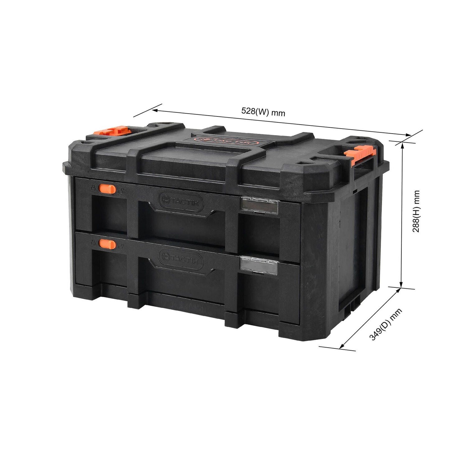 Tactix Modular Tool Chest - 2 Drawer - 528 x 288 x 349mm - Black