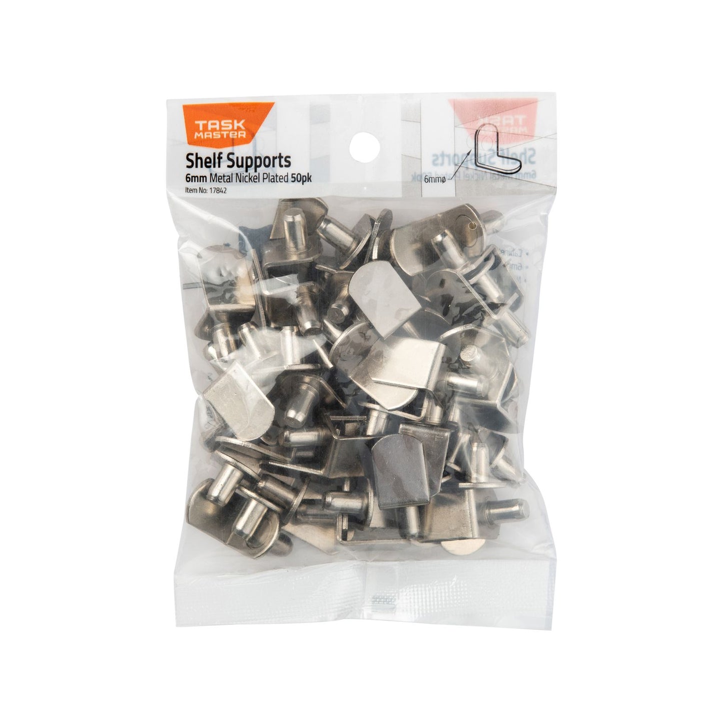 Taskmaster Metal Shelf Support - 6mm - 50 Pack